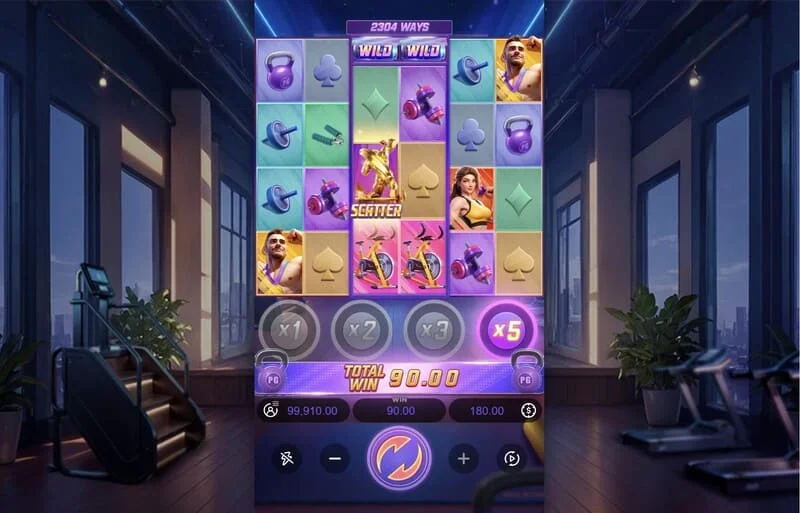 Mighty Mania - หน้าจอเกมหลักพร้อมตาราง 6 คูณ 4